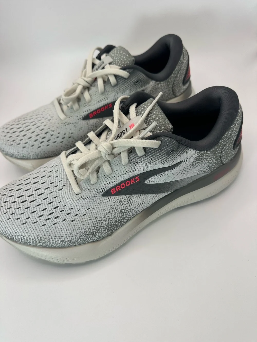 Brooks Running Shoes - Light Gray and Dark Gray with Pink Accents